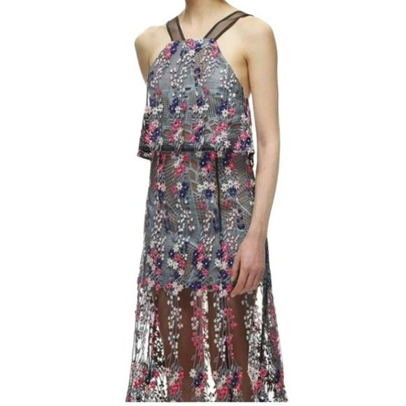 No Brand Dresses & Skirts - UNBRANDED Women's Floral Vine Embroidered Maxi Sleeveless Overlay Dress Size S